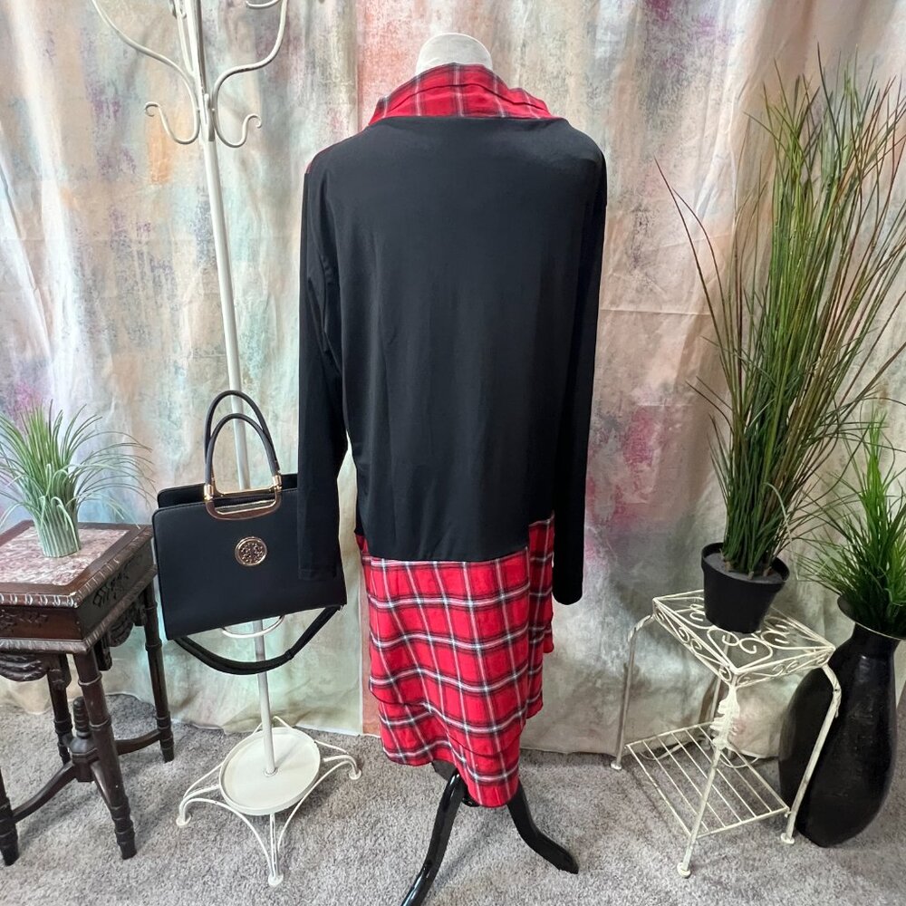 Bflive Lace Asymmetrical Hem- Patchwork- Plaid Pa… - image 2